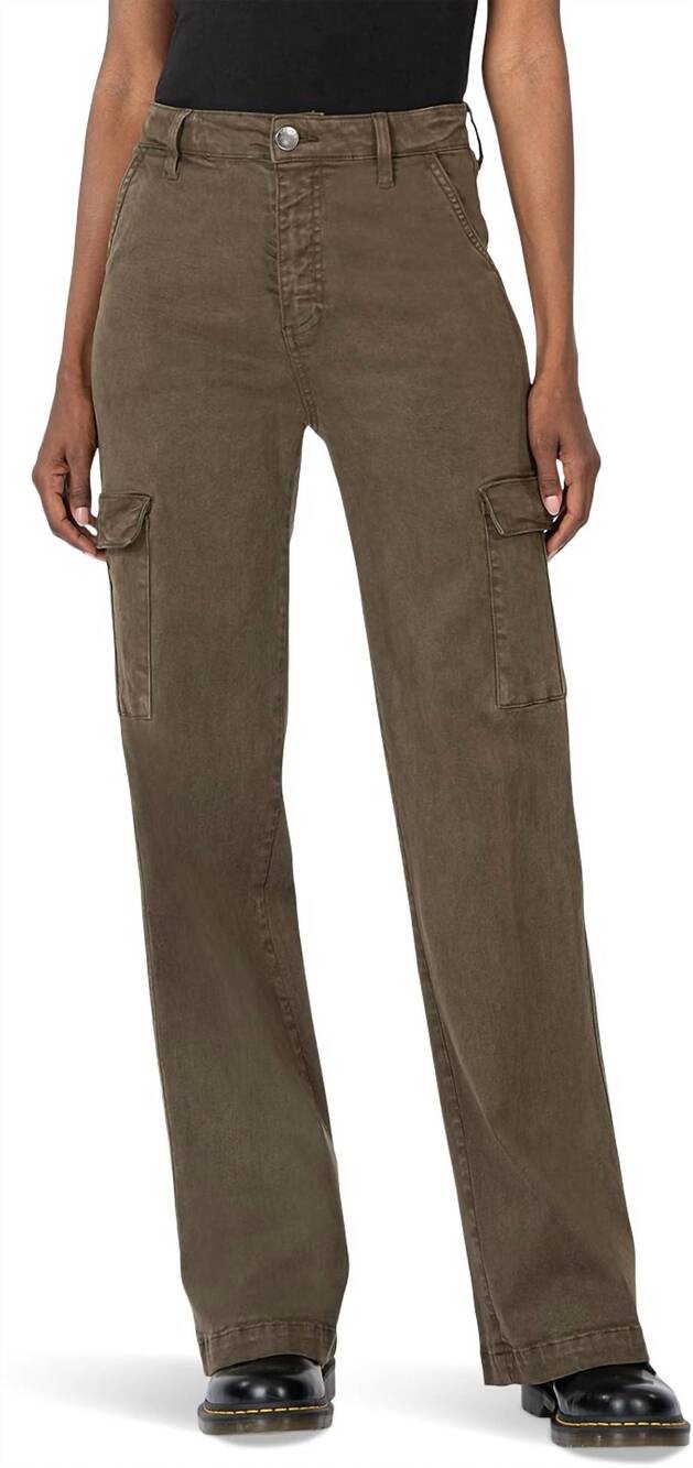 NEW KUT FROM THE KLOTH miller wide leg cargo pants in olive green